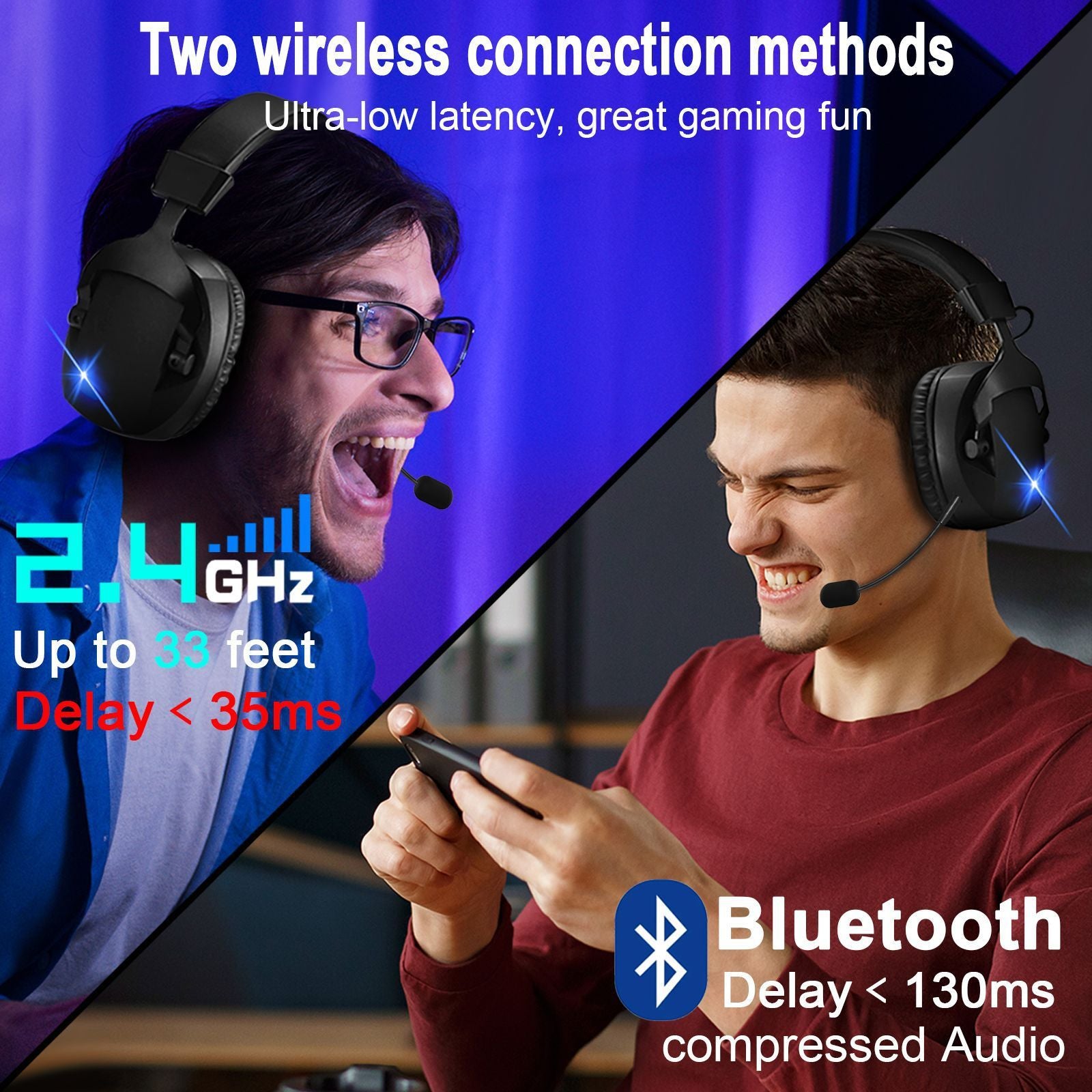 Cross-Border Over-Ear Bluetooth Headphones With Wireless Microphone - 2.4G Dual-Mode, Specialized For E-Sports, Gaming PCs & PS5