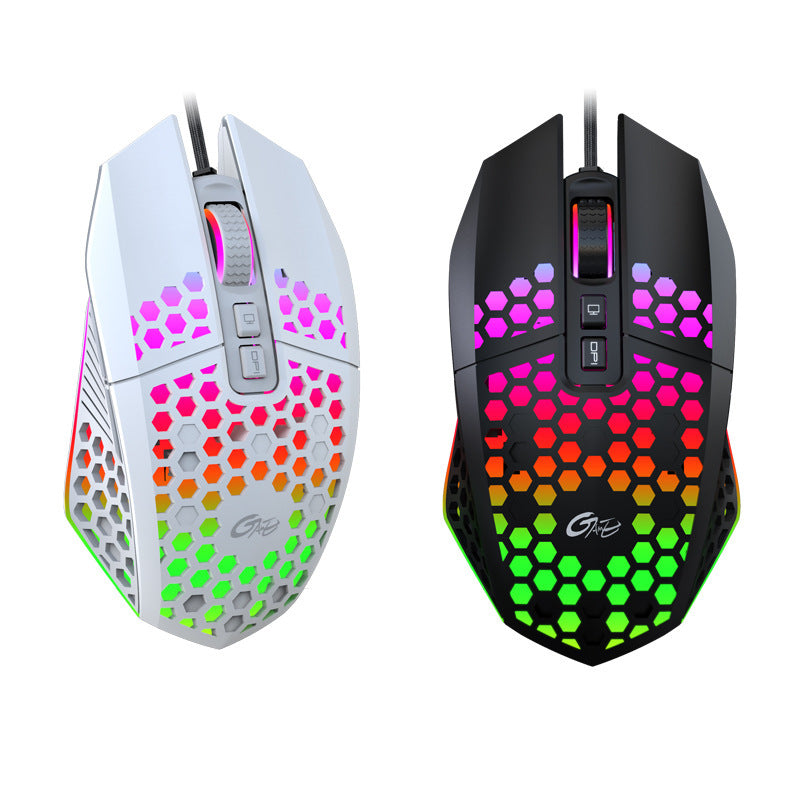 X801 Wired Mouse Hole Hollow Luminous Desktop Computer Notebook Office Game Competition 8000Dpi